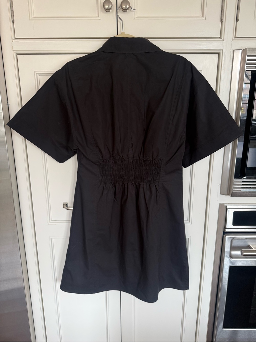 FRAME Black Seam Detail Cotton Poplin Shirt Dress - Picture 5 of 6